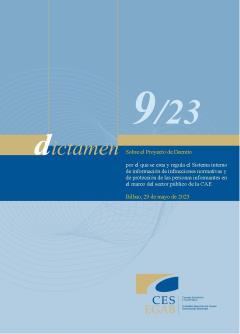 Dictamen 9/23 de 29 de mayo sobre el Proyecto de Decreto por el que se crea y regula el Sistema interno de información de infracciones normativas y de protección de las personas informantes ...